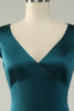 Load image into Gallery viewer, Satin V-Neck Dark Green Long Prom Dress
