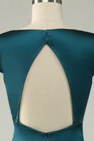 Load image into Gallery viewer, Satin V-Neck Dark Green Long Prom Dress