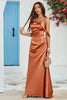 Load image into Gallery viewer, Copper Mermaid Long Wedding Guest Dress