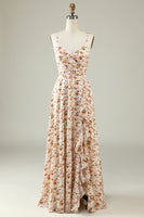 Load image into Gallery viewer, White Floral Boho Bridesmaid Dress with Ruffles