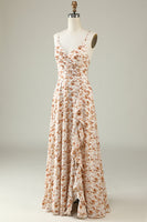 Load image into Gallery viewer, White Floral Boho Bridesmaid Dress with Ruffles