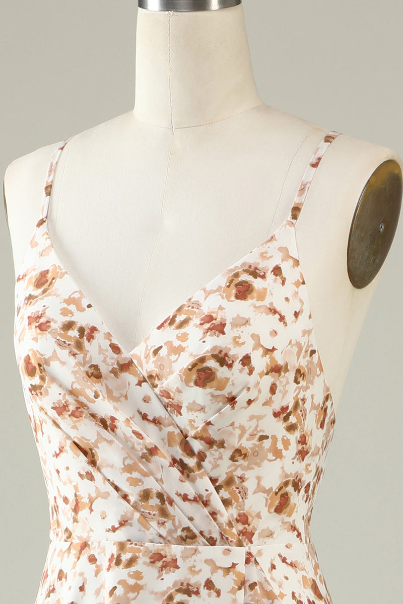 Load image into Gallery viewer, White Floral Boho Bridesmaid Dress with Ruffles