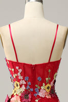 Load image into Gallery viewer, Tulle Spaghetti Straps Burgundy Long Prom Dress with Embroidery