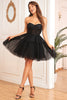 Load image into Gallery viewer, A-Line Black Corset Detachable Long Sleeves Homecoming Dress