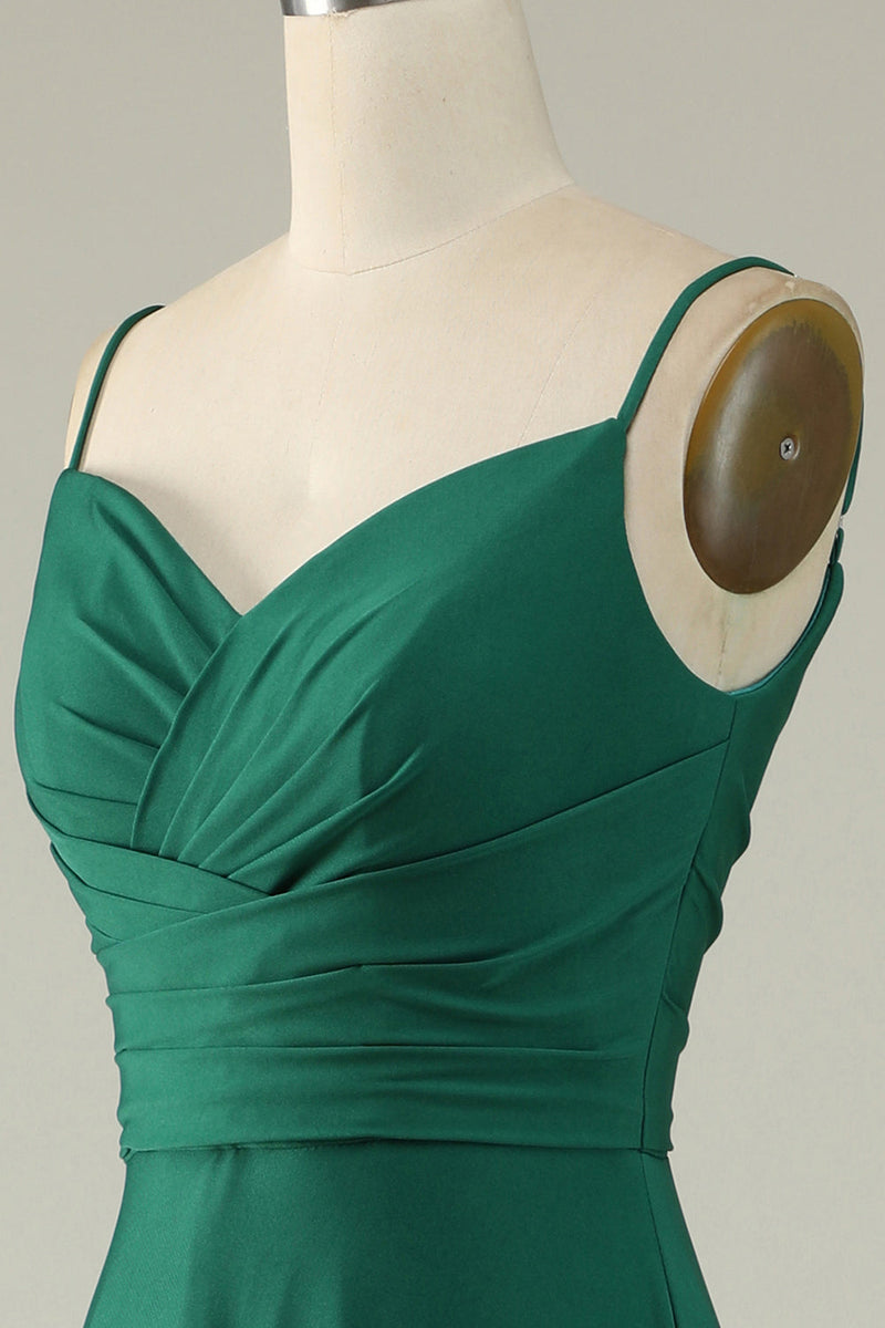 Load image into Gallery viewer, Spaghetti Straps Dark Green Long Prom Dress