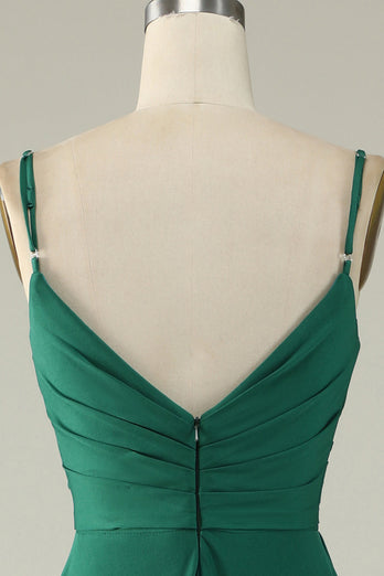 Spaghetti Straps Dark Green Long Prom Dress