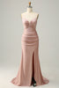 Load image into Gallery viewer, Sparkly Blush Long Prom Dress with Beading