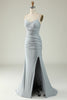 Load image into Gallery viewer, Mermaid Grey Long Prom Dress with Slit