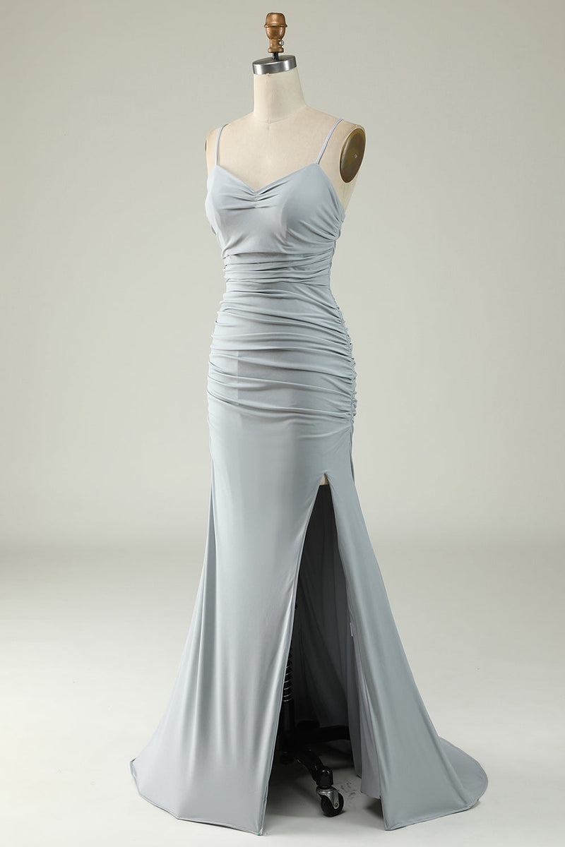 Load image into Gallery viewer, Mermaid Light Green Long Prom Dress with Slit
