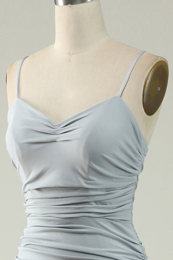 Mermaid Grey Long Prom Dress with Slit