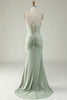 Load image into Gallery viewer, Mermaid Light Green Long Prom Dress with Slit