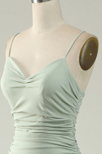Mermaid Light Green Long Prom Dress with Slit