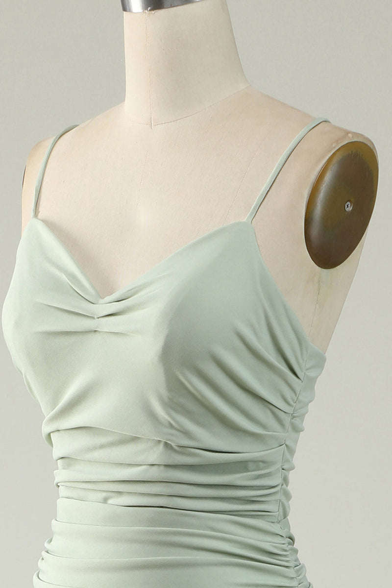 Load image into Gallery viewer, Mermaid Light Green Long Prom Dress with Slit