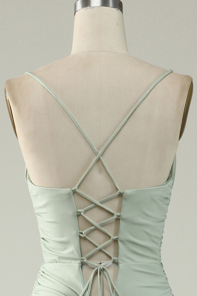 Load image into Gallery viewer, Mermaid Light Green Long Prom Dress with Slit