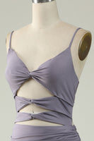 Load image into Gallery viewer, Mermaid Lace-Up Back Grey Purple Long Prom Dress