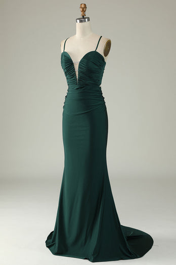 Mermaid V-Neck Red Long Prom Dress with Beading