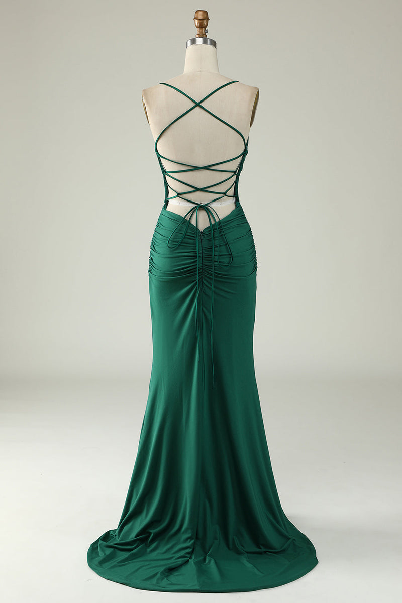 Load image into Gallery viewer, Mermaid Deep V-Neck Royal Blue Long Prom Dress