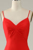 Load image into Gallery viewer, Mermaid Spaghetti Straps Red Long Prom Dress with Slit