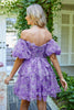 Load image into Gallery viewer, Off the Shoulder A Line Printed Cute Short Prom Dress
