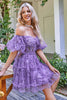 Load image into Gallery viewer, Off the Shoulder A Line Printed Cute Short Prom Dress