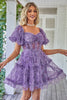 Load image into Gallery viewer, Off the Shoulder A Line Printed Cute Short Prom Dress