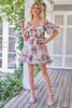 Load image into Gallery viewer, Off the Shoulder A Line Printed Cute Short Prom Dress