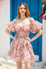 Load image into Gallery viewer, Off the Shoulder A Line Printed Cute Short Prom Dress