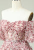 Load image into Gallery viewer, Off the Shoulder Short Prom Dress with Floral Print
