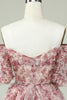 Load image into Gallery viewer, Off the Shoulder Short Prom Dress with Floral Print