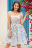 Load image into Gallery viewer, A Line Spaghetti Straps Purple Corset Short Prom Dress with 3D Flowers