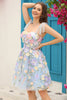 Load image into Gallery viewer, A Line Spaghetti Straps Purple Corset Short Prom Dress with 3D Flowers