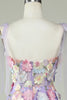 Load image into Gallery viewer, A Line Spaghetti Straps Purple Tea Length Prom Dress with 3D Flowers