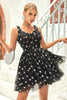 Load image into Gallery viewer, Black A Line Tulle Short Prom Dress with Stars