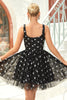 Load image into Gallery viewer, Black A Line Tulle Short Prom Dress with Stars
