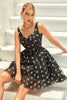 Load image into Gallery viewer, Black A Line Tulle Short Prom Dress with Stars