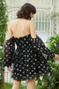 Load image into Gallery viewer, Black Off the Shoulder Stars Short Prom Dress with Detachable Sleeves