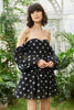 Load image into Gallery viewer, Black Off the Shoulder Stars Short Prom Dress with Detachable Sleeves
