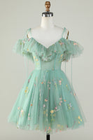 Load image into Gallery viewer, Lavender Off the Shoulder Corset Short Prom Dress with Ruffles