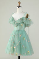 Load image into Gallery viewer, Lavender Off the Shoulder Corset Short Prom Dress with Ruffles