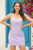 Load image into Gallery viewer, Lilac Lace Tight Short Homecoming Dress
