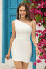 Load image into Gallery viewer, Bodycon One Shoulder Red Short Prom Dress with Beading