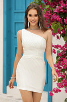 Load image into Gallery viewer, Bodycon One Shoulder Red Short Prom Dress with Beading