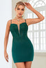 Load image into Gallery viewer, Bodycon Spaghetti Straps Dark Green Short Prom Dress with Beading