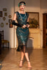 Load image into Gallery viewer, Beaded Fringed Dark Green 1920s Flapper Dress
