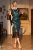 Load image into Gallery viewer, Beaded Fringed Dark Green 1920s Flapper Dress