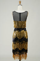 Load image into Gallery viewer, Golden Fringes Flapper Dress with Sequins