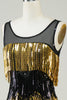 Load image into Gallery viewer, Golden Fringes Flapper Dress with Sequins