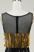 Load image into Gallery viewer, Golden Fringes Flapper Dress with Sequins
