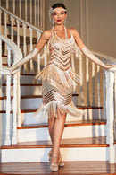 gold flapper dress uk Sybill Fringe Flapper Dress in Black Gold L / Black