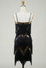 Load image into Gallery viewer, Black Spaghetti Straps Sequins 1920s Dress with Fringes